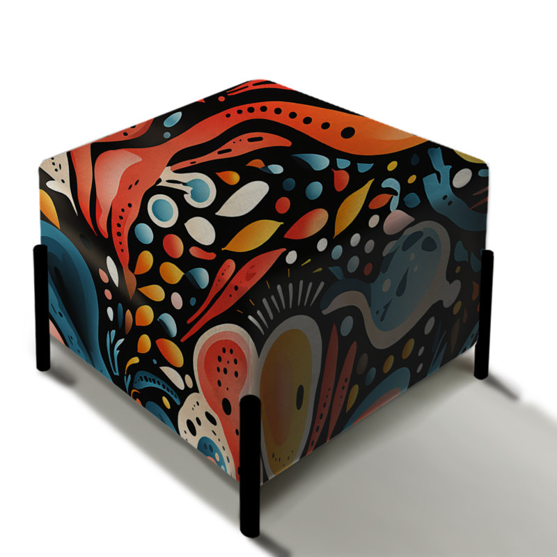 Eclectic Multicolor Ink Carnival - Eclectic Square Ottoman