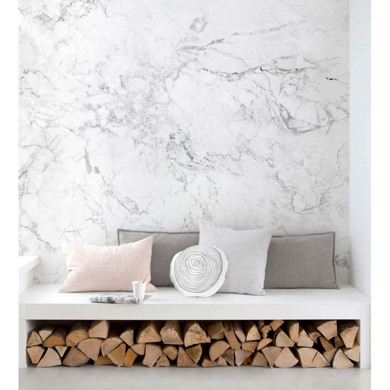 Stone Wall Mural, White, 96" L x 144" W