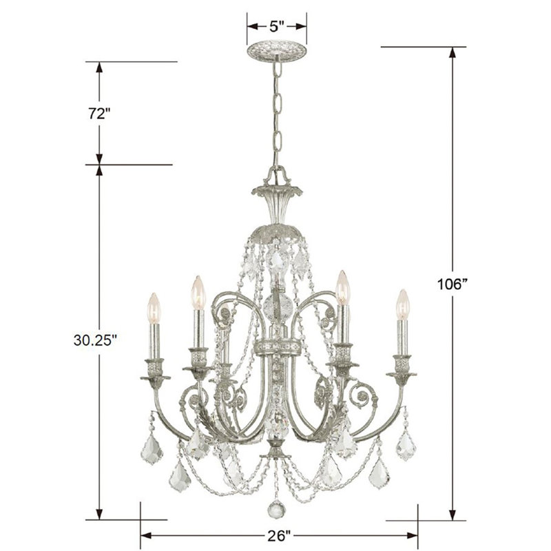 Lustre classique / traditionnel à 6 lumières de style bougie Frida