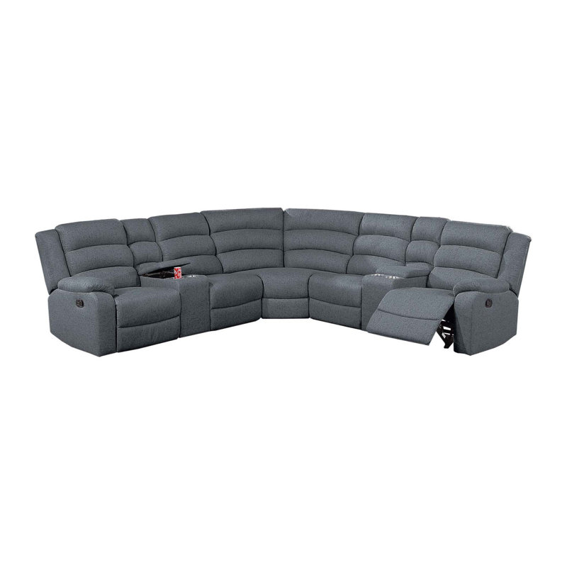 3-Piece Reclining Sectional Set, Dark Gray Fabric