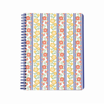 Small Spiral Notebook, Floral Stripe