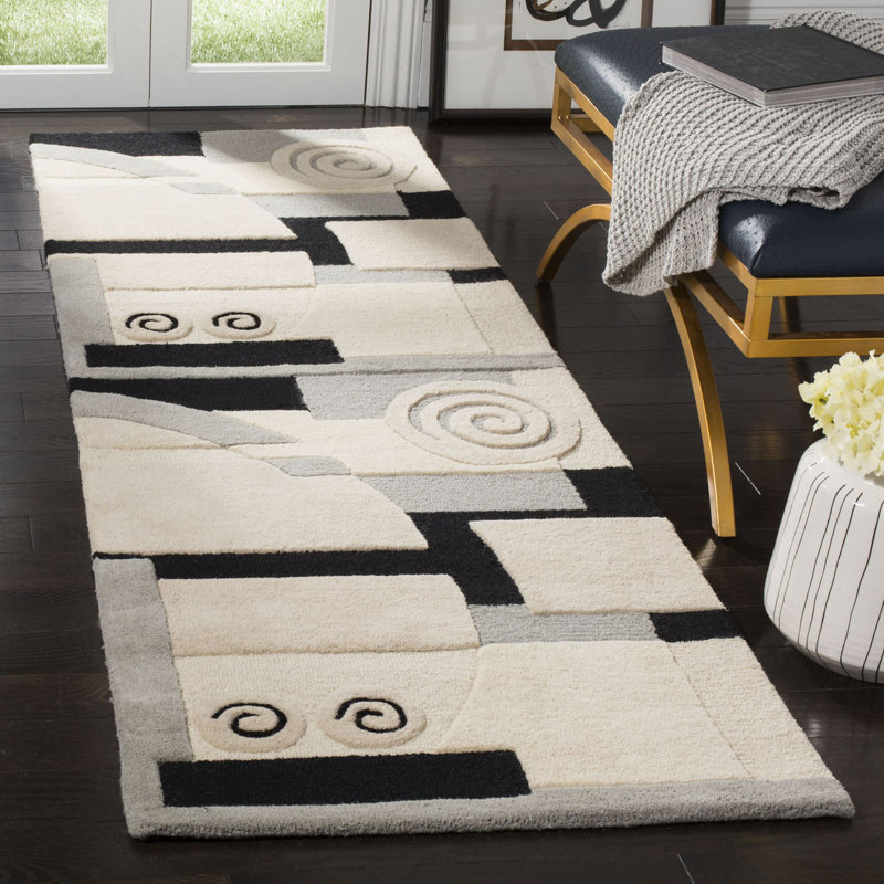 Tapis en laine touffeté à la main Bertile, Tapis de couloir 2 pi 6 po x 12 pi