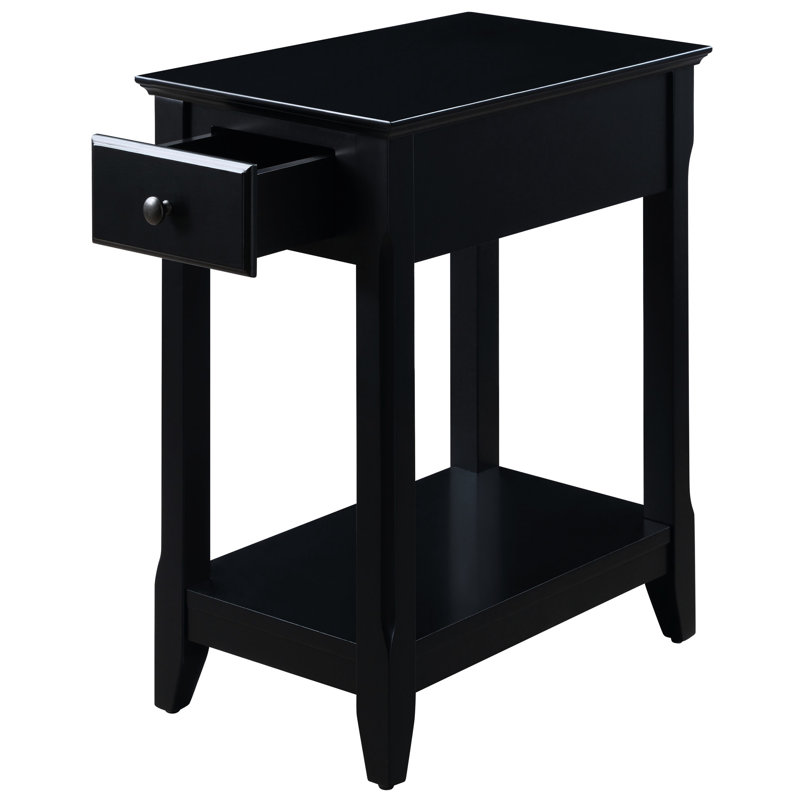 Table d'appoint noire avec rangement - Fabrication en bois pour petits espaces, Noir