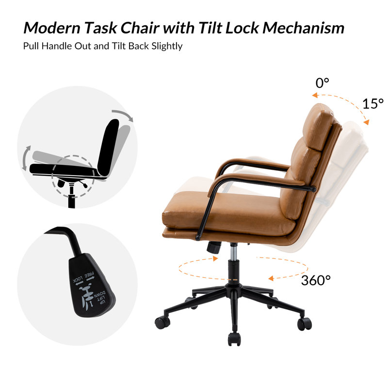Wade Logan® Anagrace Leather Upholstered Swivel Tilt Task Office