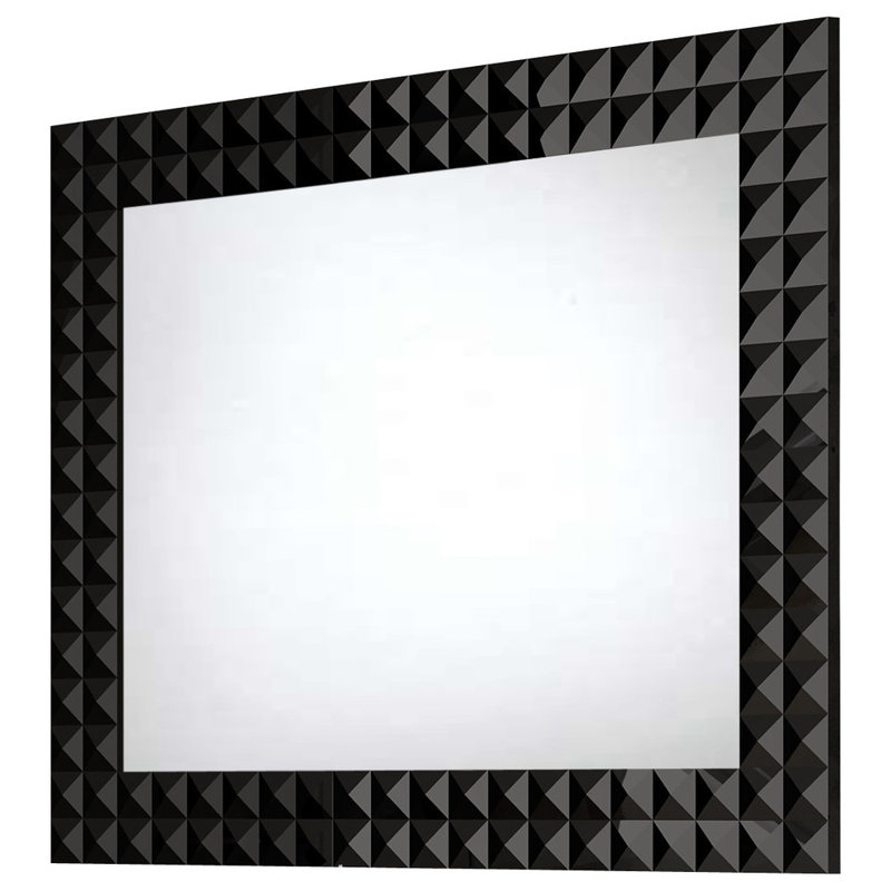 Wood Wall Mirror, 32.5" H x 40" W, Black