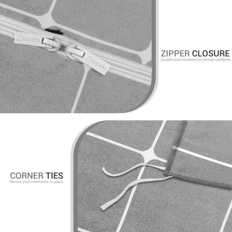 Premium Duvet Cover Set Double Brushed Microfiber Reversible With Zipper Closure & Corner Ties