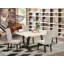 Ensemble 9 pièces avec un magnifique petit plateau de table Jacobean patiné et 8 chaises de salle à manger en peau de mouton avec têtes de clous et boutons capitonnés, finition noire brossée-944329207-944610694