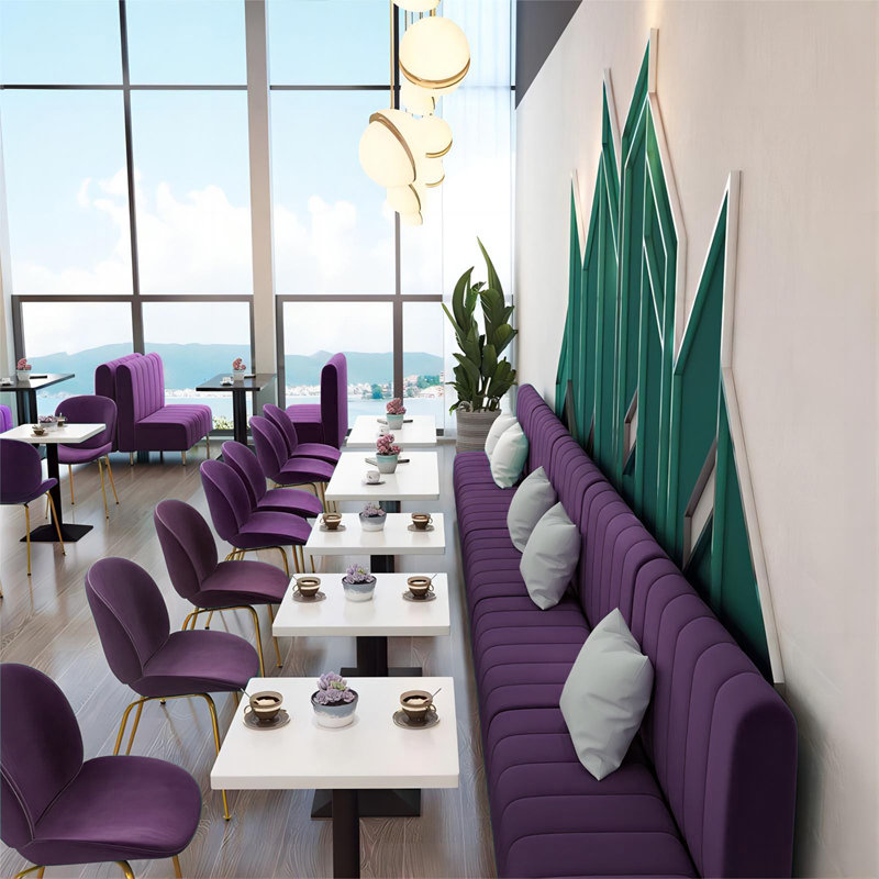 Banc rembourré en velours, Mauve