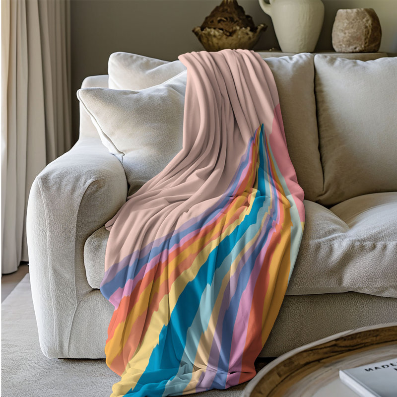 Motif de vagues rétro - couverture de qualité supérieure 1 pièce, Grand lit