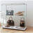 Tempered Glass Display Cabinet,Wine Cabinet,storage Cabinet,File Cabinet,with Bluetooth LED Light Strip,Lockable swivel casters,Suitable for uneven ground,Can be placed anywhere,color:white-1461347116