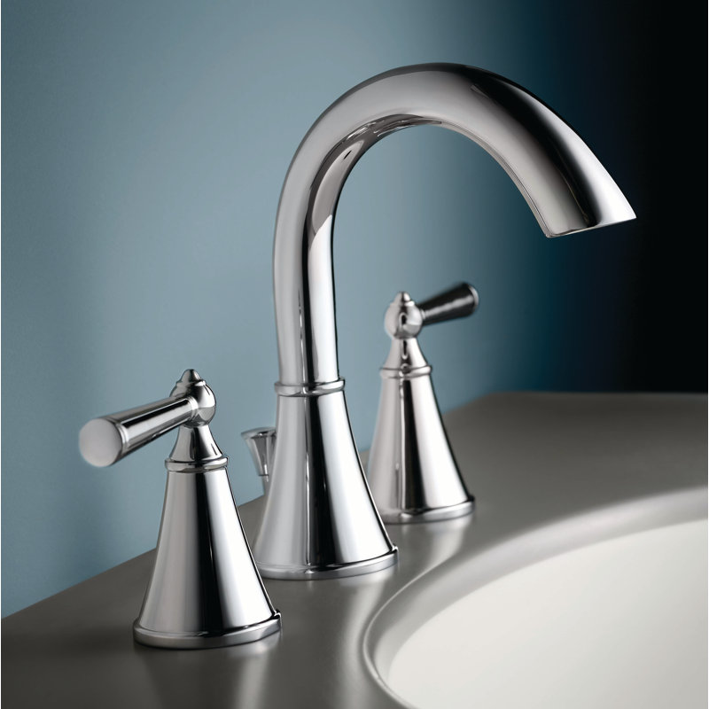Polished Chrome Double Handle Widespread Bathroom Faucet