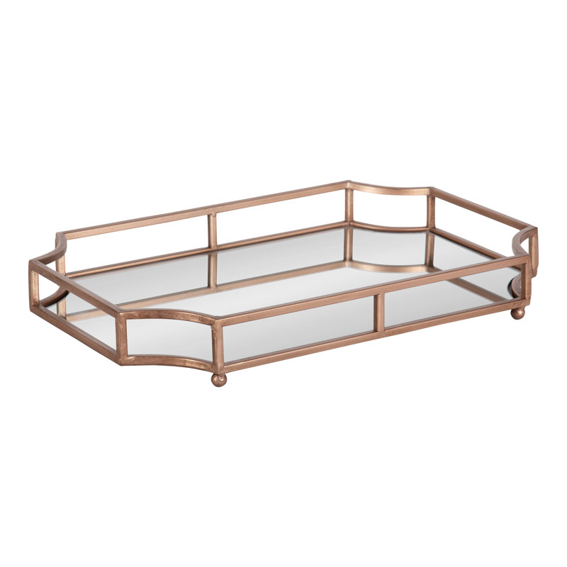 Plateau en verre Brionna, Or rose