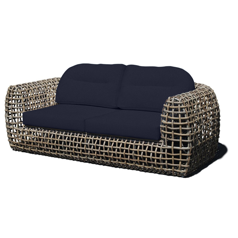 Dynasty Outdoor - Seat Patio Sofa, Kubu Mushroom, Canvas Navy Sunbrella® Canvas