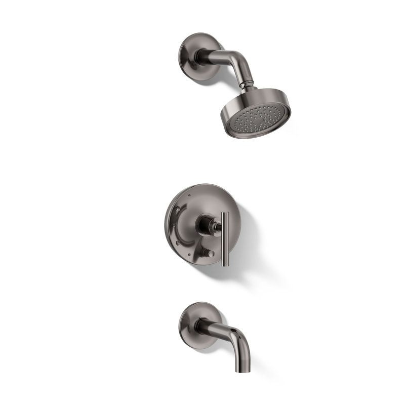 Purist Rite-Temp Pressure-Balancing Bath and Shower Faucet Trim with Push-Button Diverter, 7-3/4" Spout and Lever Handle, Valve Not Included