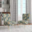 Bleu et or géométrique Floral Harmony Fusion - Chaise d'appoint rembourrée de style campagnard, chaise d'appoint rustique à motif floral