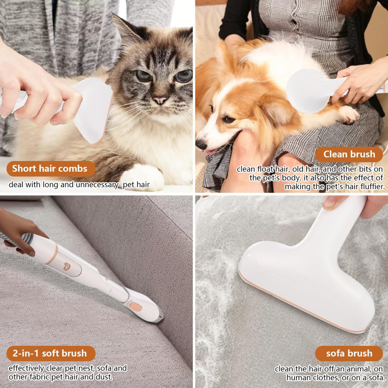 Orange and White Pet Grooming Vacuum Kit with Multiple Attachments