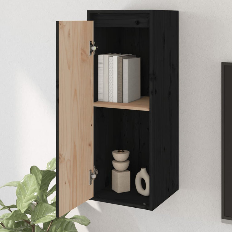 Gesell Pine Solid Wood Floating Shelf, Black, 30cm H x 80cm W x 30cm D