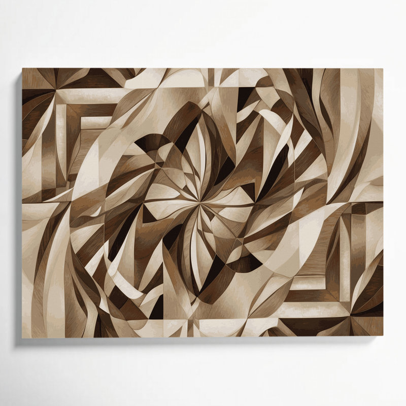 «Geometric Abstraction», art mural sur toile beige, H 11 po x l 14 po