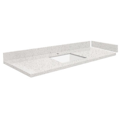 Comptoir de meuble-lavabo simple 57,5 po en quartz avec lavabo et 1 trou de robinet