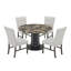 Ensemble de salle à manger 5 pièces Roundhill Furniture Cavira, table de salle à manger noire et dorée avec quatre chaises rembourrées grises-120742291