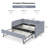 Gingham Upholstered Convertible Daybed Sofa Bed with Pull-Out Trundle, Wave Backrest, Storage Pockets-130097224-130097227