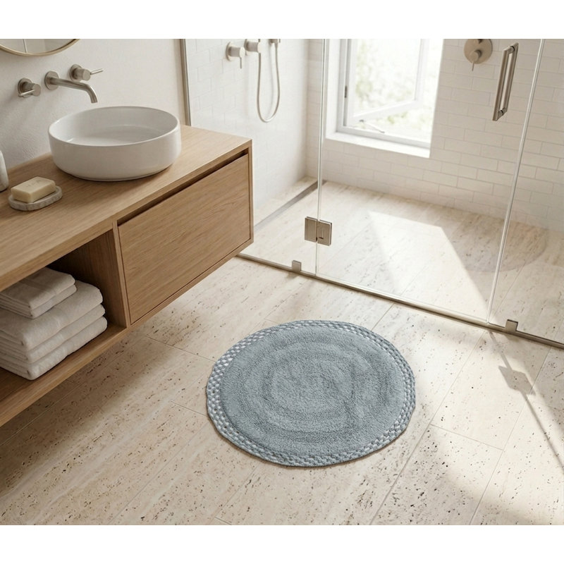Adiraica 100% Cotton Bath Rug, Gray