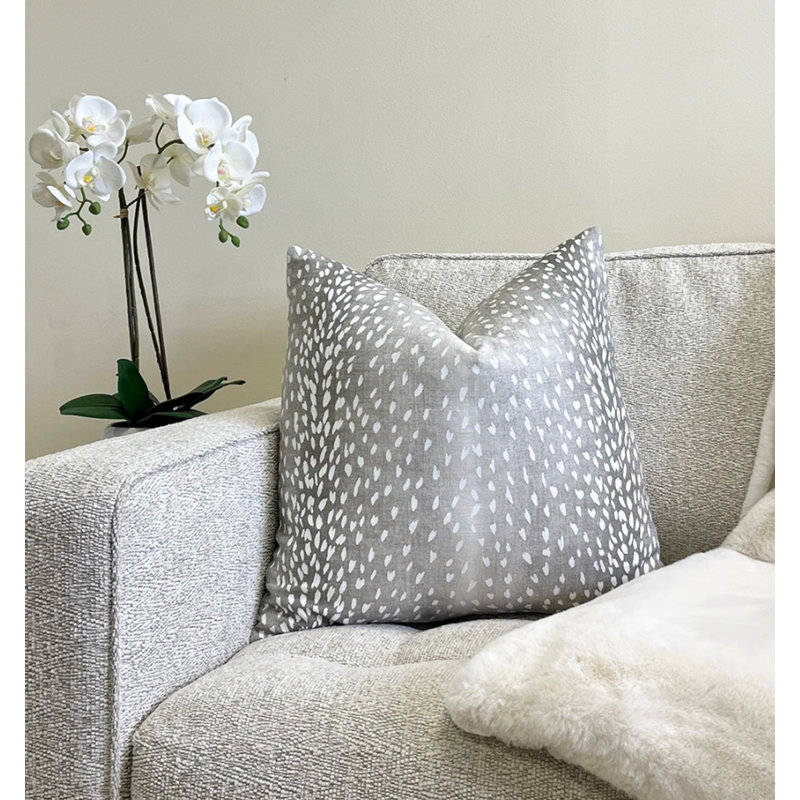 Housse de coussin en lin antilope, H 20 po x l 20 po, Imprimé animal gris