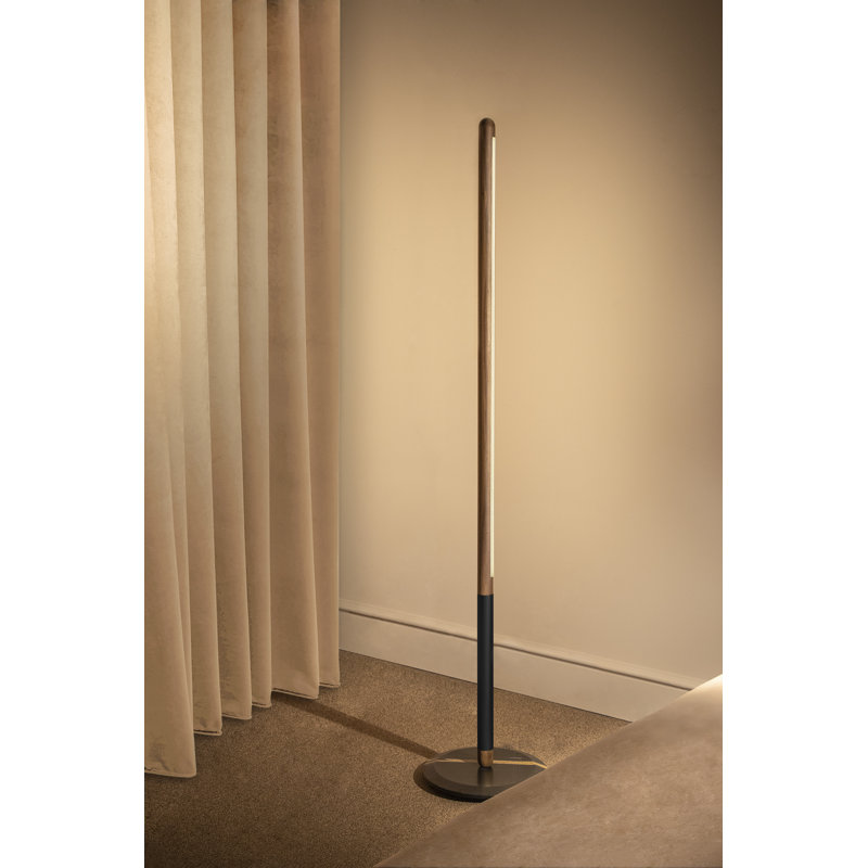 Linea LED Floor Lamp, Gold/Black, Walnut
