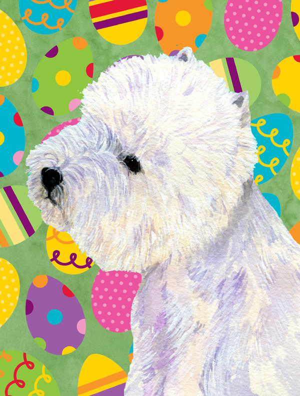 Drapeau de jardin Atara, Westie (blanc et pourpre)