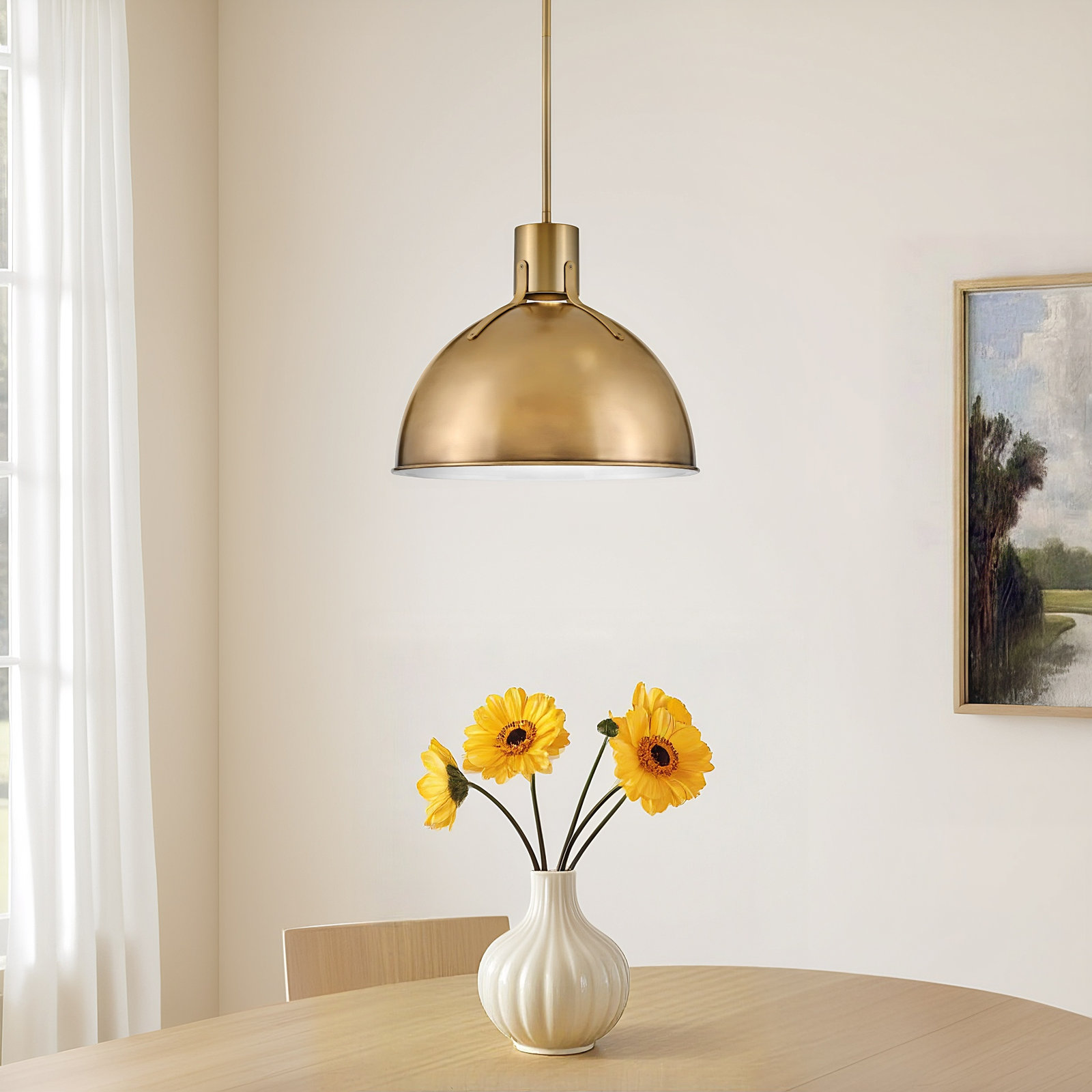 Clendon Dimmable Single Light Pendant, 17" H x 20" W x 20" D, Heritage Brass, Heritage Brass