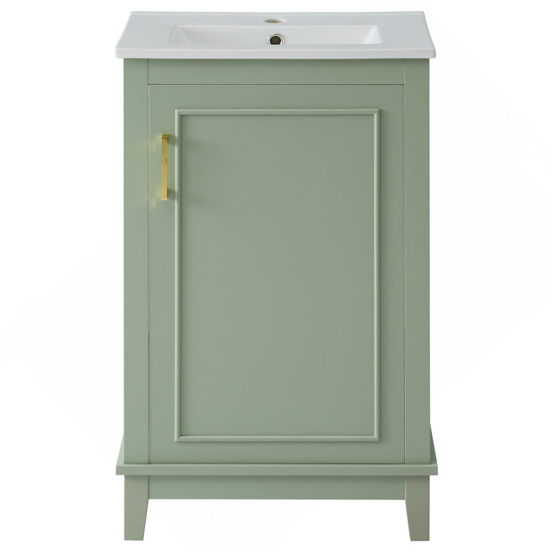 Petit meuble-lavabo moderne de 20 pouces avec lavabo en céramique - 20 * 14,5 * 33,3 pouces, rangement spacieux, 1 porte à fermeture douce
