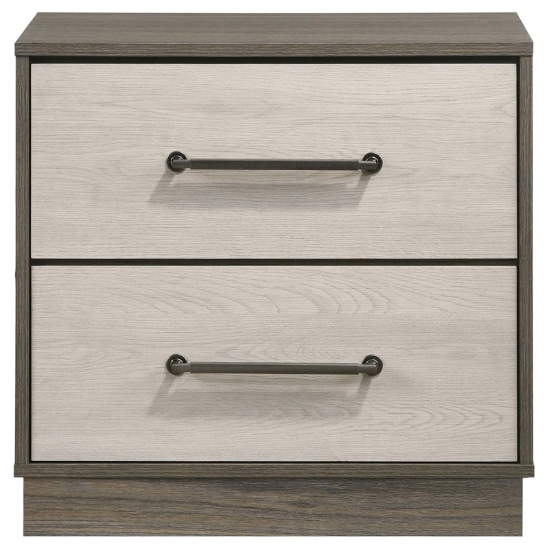Edmondson Grey Oak 2-Drawer Nightstand, Gray