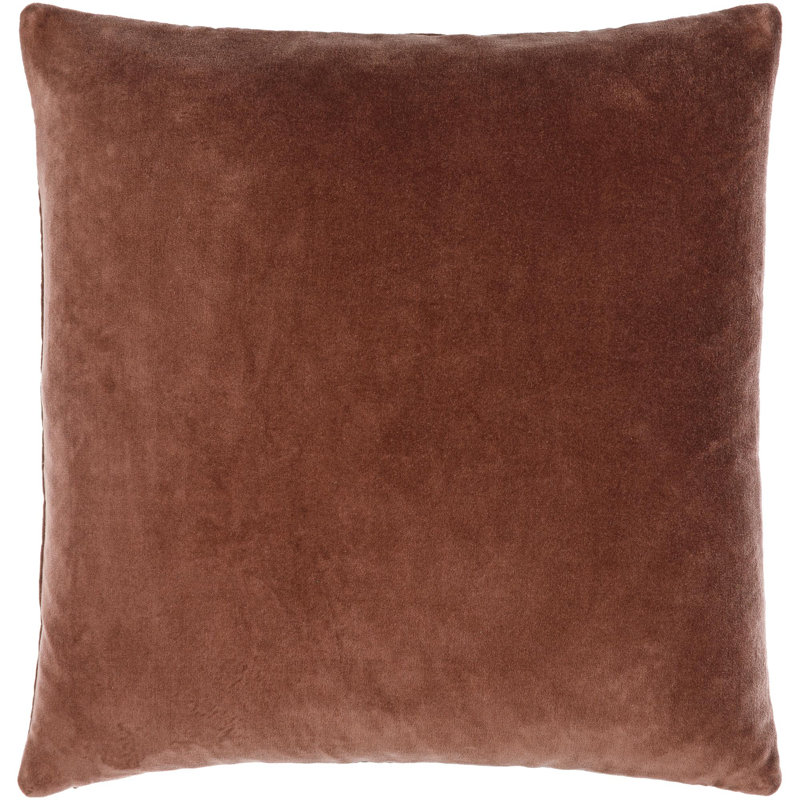 Rainier Cotton Throw Pillow, 18" x 18", Down, Brick