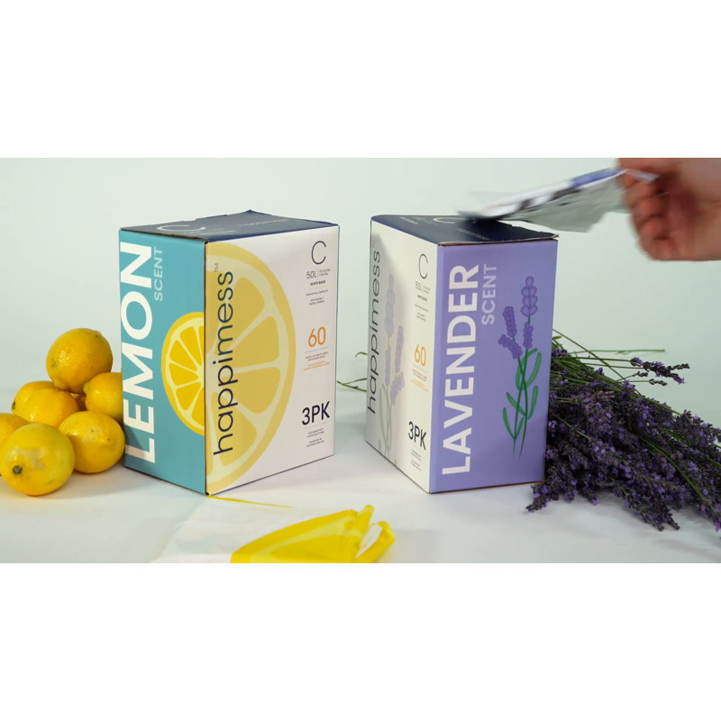8-Gallon White Lemon Scented Drawstring Trash Can Liners (60-Count)