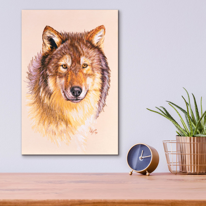 «Lobo» par Barbara Keith - peinture sans cadre, H 16 po x l 12 po x P 0,13 po