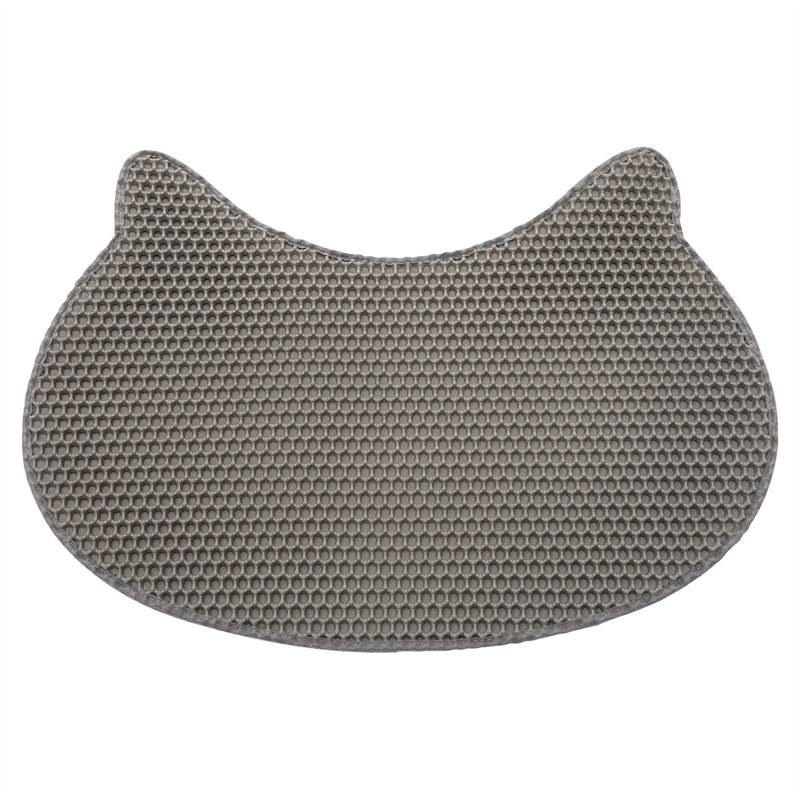 Tapis de litière imperméable pour chat, tête de chat, double couche, facile à nettoyer