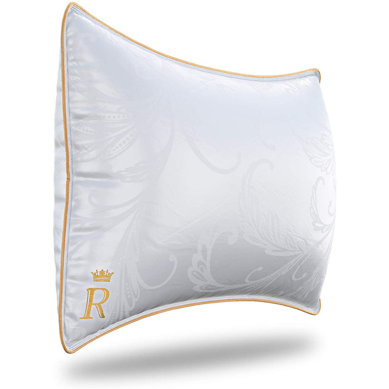 Pillows King Size Set Of 2 - Pillows, Side Sleeper Pillow - Adjustable Alternative Down Pillow, Bed Pillows, Sophisticated Design & Gold Piping