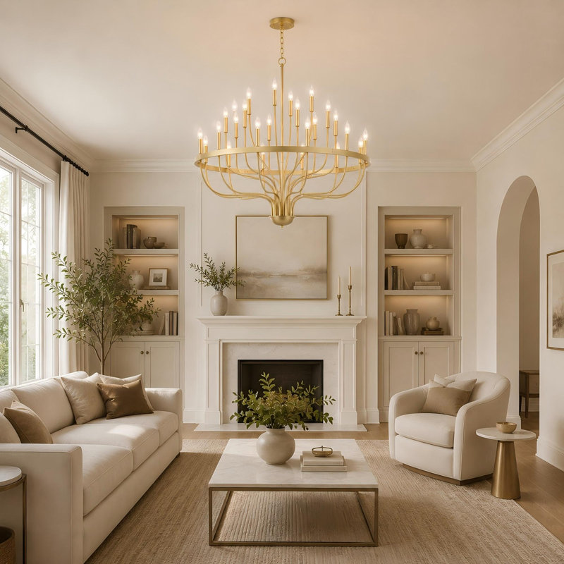 39in Gold Farmhouse Chandelier