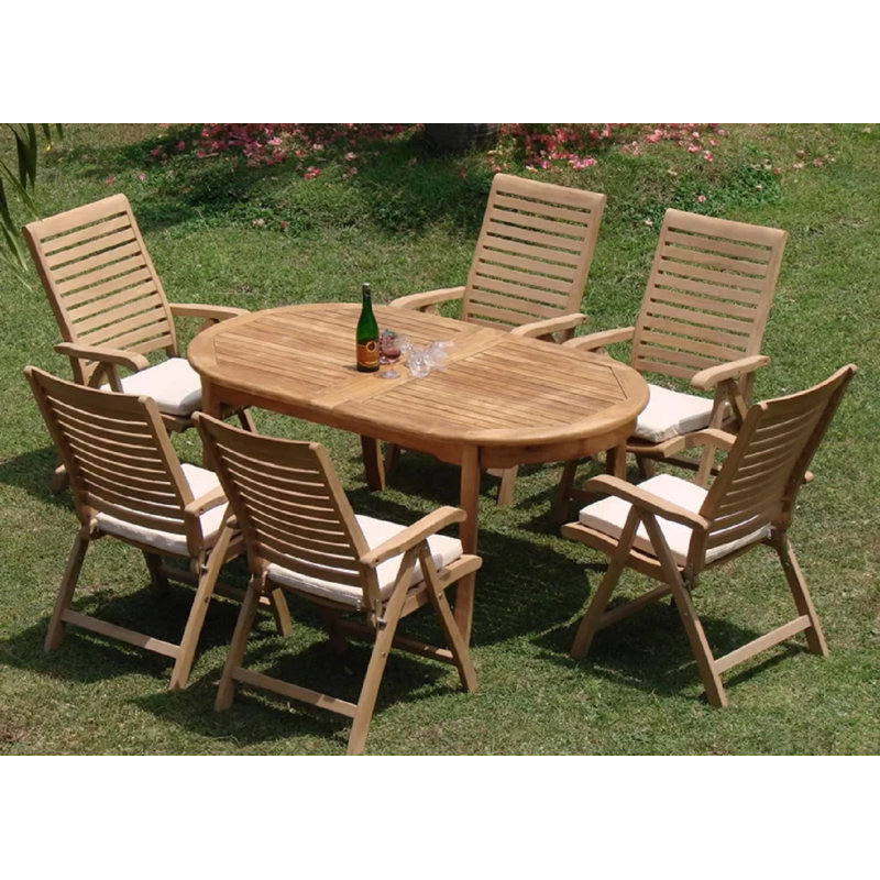 Ensemble repas 11 pièces teck luxueux Tre, H 30,5 po x L 94 po x l 40 po, 6
