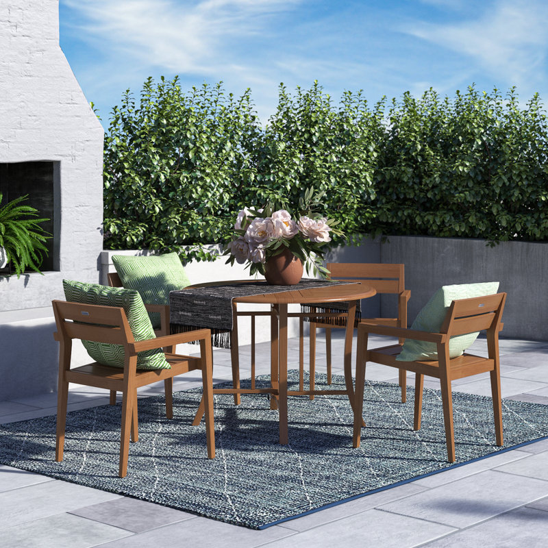 Kinsler Round 4-Person Eucalyptus Outdoor Dining Set , 30" H x 48" W x 48" D