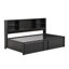 Lit de jour simple en métal avec lit gigogne simple, tablettes de rangement et ports USB, noir