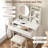 Small Vanity Table With Touch - Controlled Led Mirror, 3 Lighting Modes, Power Outlet, Drawer And Stool Bedroom Mirror In Spacious Open Storage Shelves