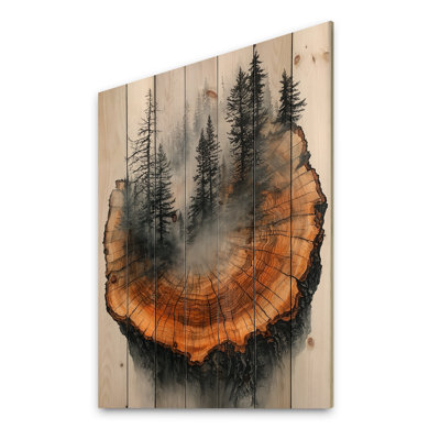 Hiver Pure Mountain Nature Landscape II - Décoration murale paysage en bois - sur bois de pin naturel