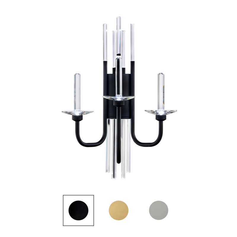 Calliope 3 Light Crystal LED Wall Sconce, Black