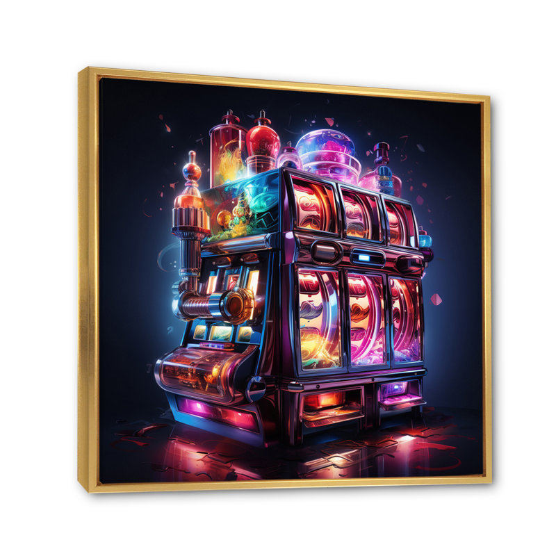 Art mural sur toile, "Casino Royale II", Cadre flottant doré, H 24 po x l 24 po x P 1 po