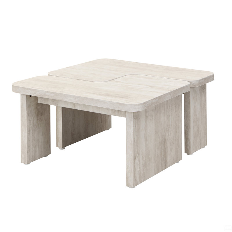 Rectangle Wood Detachable Coffee Table, White