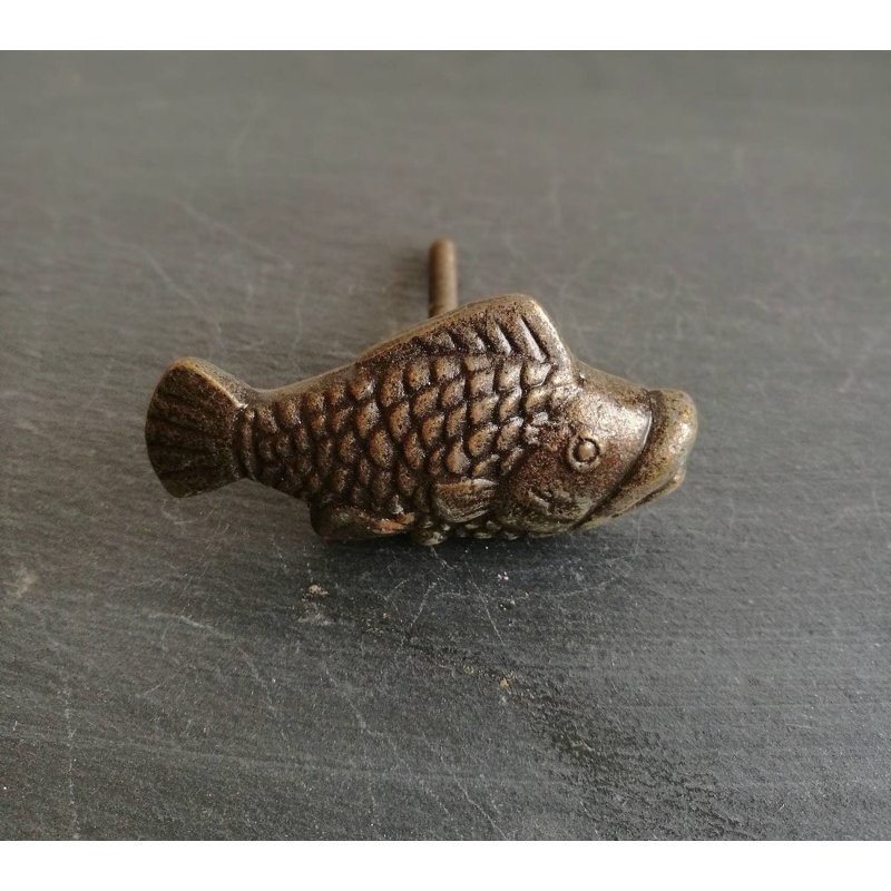 Antique Bronze Carp Fish Knob