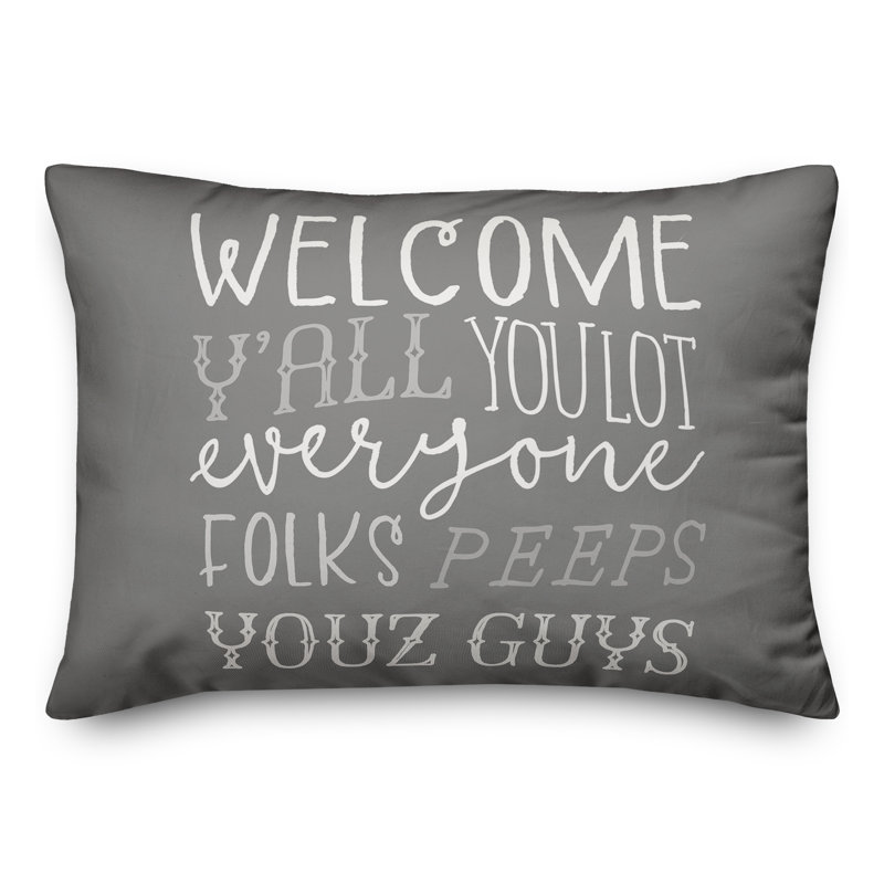  Coussin décoratif intérieur / extérieur en polyester, Gris, H 14 po x l 20 po