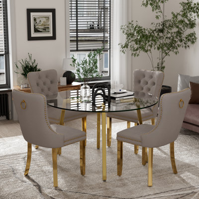 5-Piece Round Glass Dining Table Set