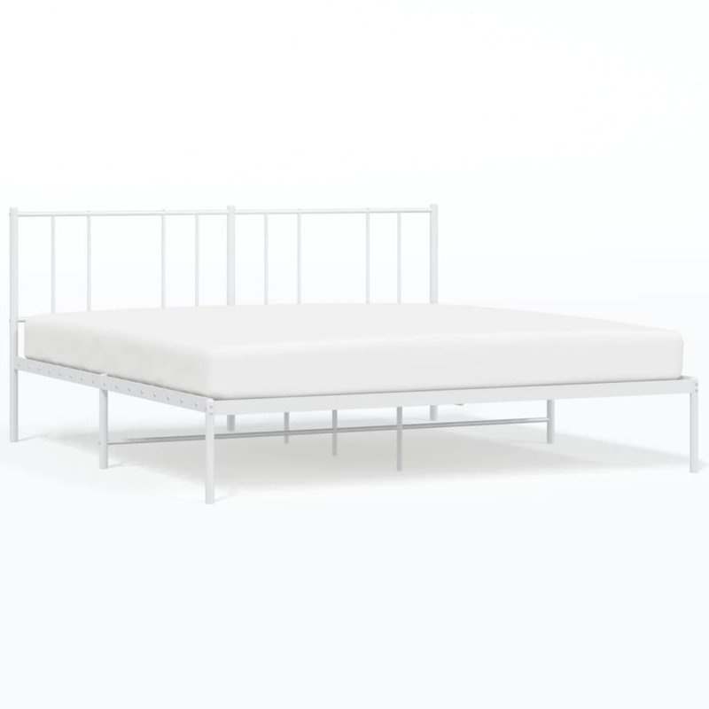 Lokesh Metal Bed, Super King (6'), White